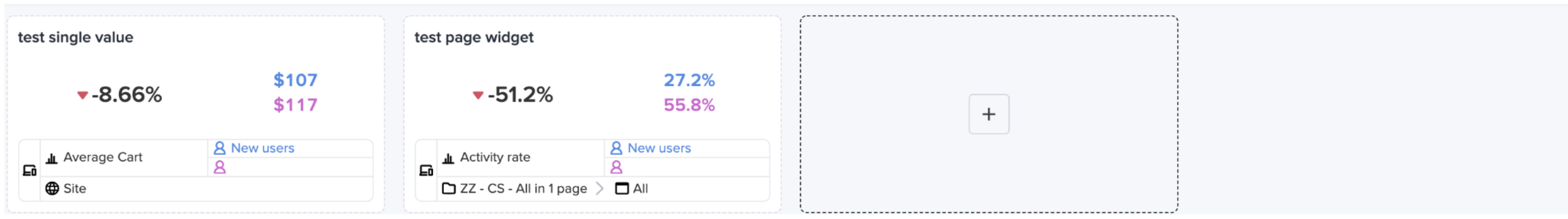 A + button appears when hovering an empty cell Grid display example